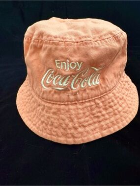 Divided Peach Coca-Cola Embroidered Bucket Hat